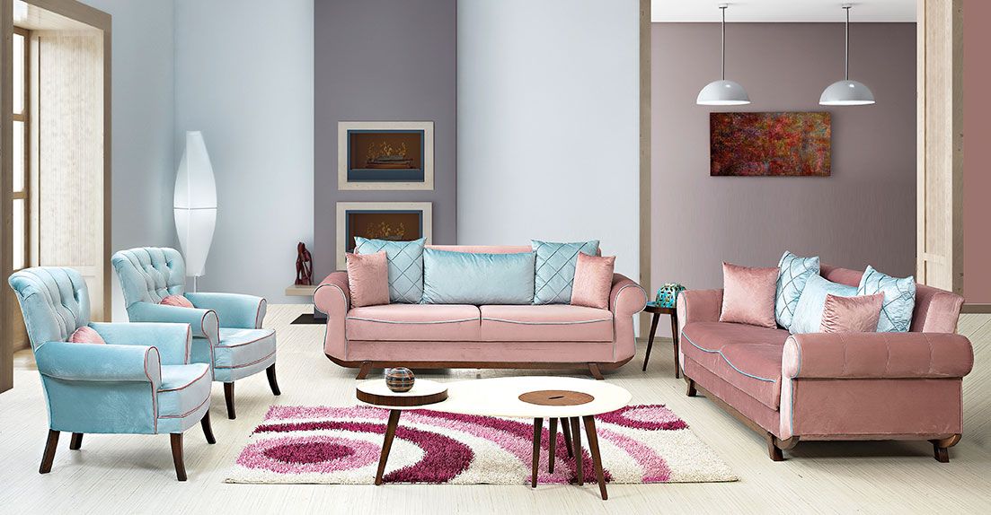turkuaz pembe koltuk takımları