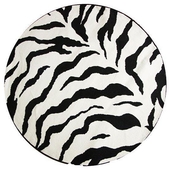 zebra-desenli-yuvarlak-hali