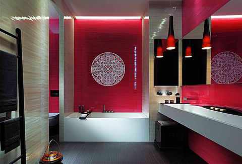 Beyaz-Kırmızı-Banyo-Tasarımları