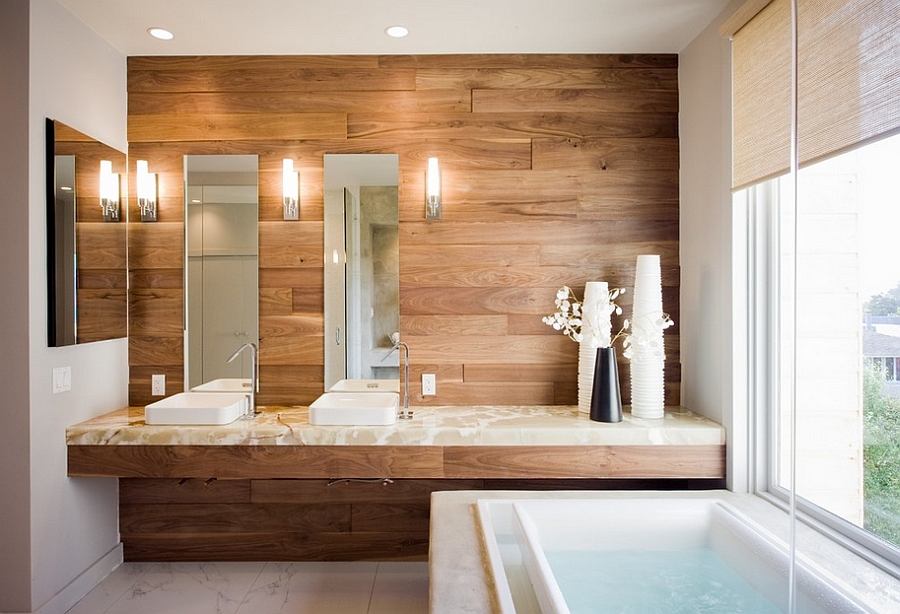 modern ahşap banyo dekoru