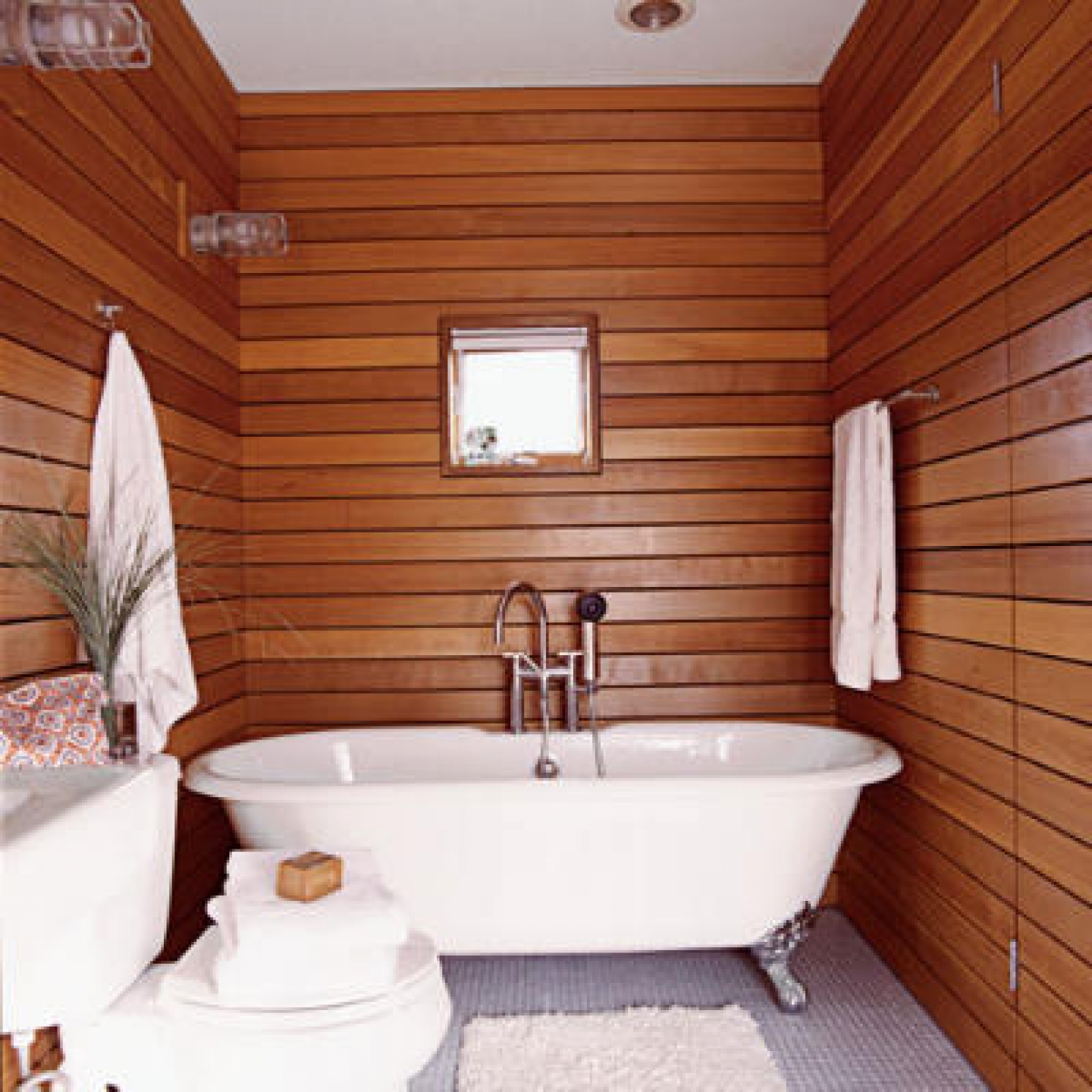 şık ahşap banyo