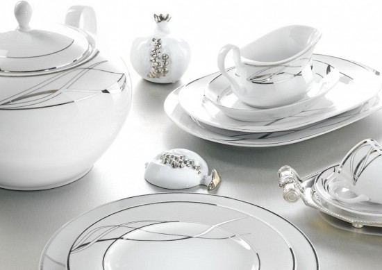 Trending gümüş desenli modern kütahya porselen Modern Yemek Takımları