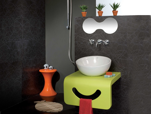 Cozy kale-boo-akrilik-yeşil-pembe-çocuk-banyo-dolabı. Çocuklar İçin Banyo Dekorasyonu